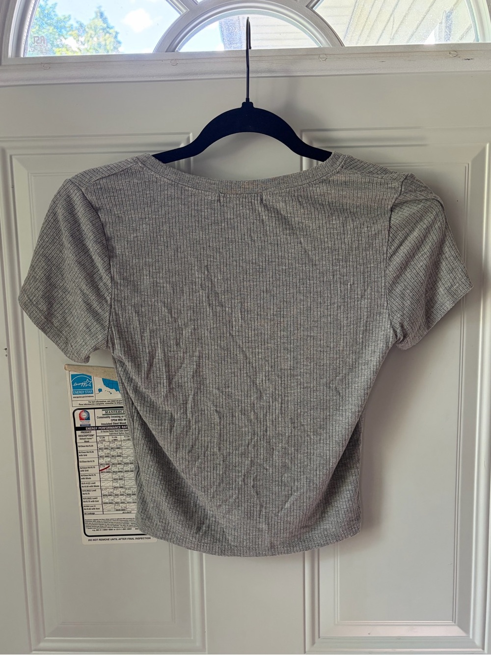 Active Basic Grey Ribbed V-Neck Crop Tee 🩶 - Picture 2 of 5
